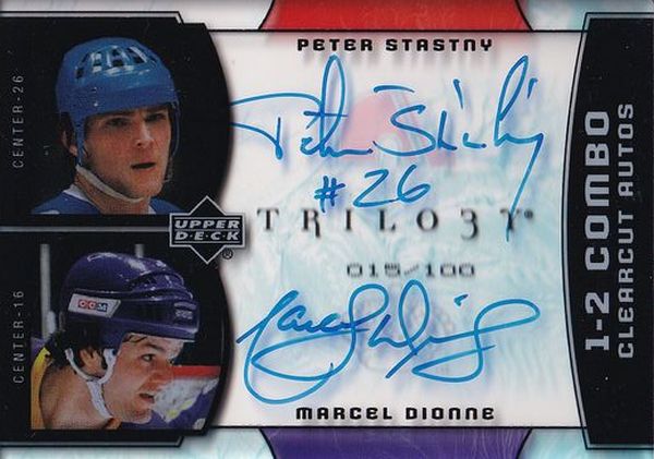 AUTO karta ŠŤASTNÝ/DIONNE 07-08 Trilogy 1-2 Combo Clearcut Autos /100